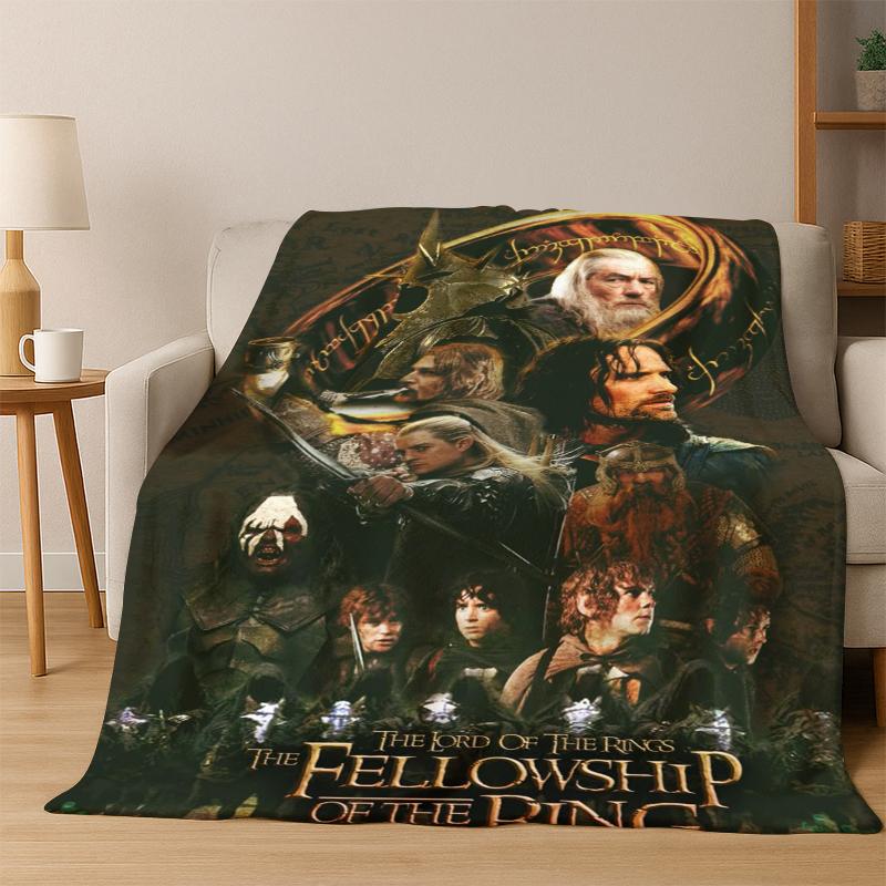 Movie L-Lord of The Rings H-Hobbit Flannel Blanket Soft Warm Blanket Throw Blanket for Bedroom Living Room Bed Picnic Gift Kid