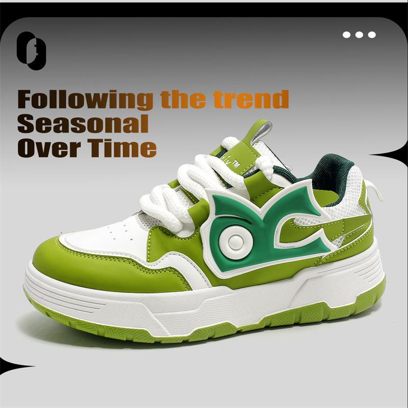 

Afan Ting Men s Shoes Platform Bread Shoes Hong Kong Flavor Street Shoes Contrast Color College Casual Light Sneakers 255 44 зелений