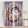 2PCS Purple Islamic Decorative Curtains, Light Luxury Style, Living Room and Bedroom, Drawbar Pocket Decoration