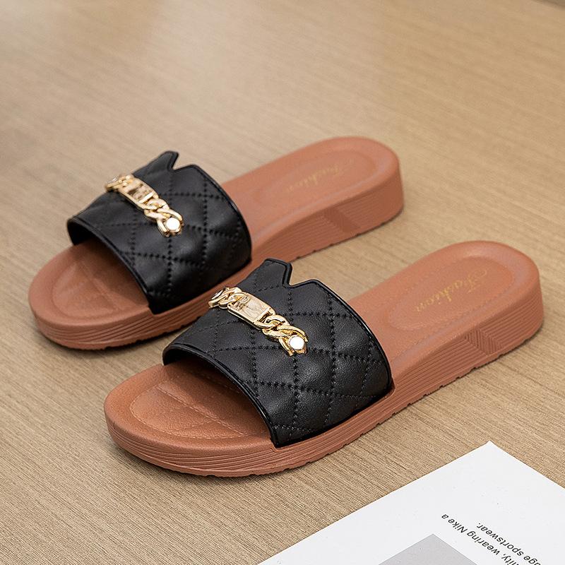 Fashion Women Sandals Summer One Word Slippers Non-Slip Womens Flat Slippers Size Is Too Small It Is Recommended To Buy One Size Larger