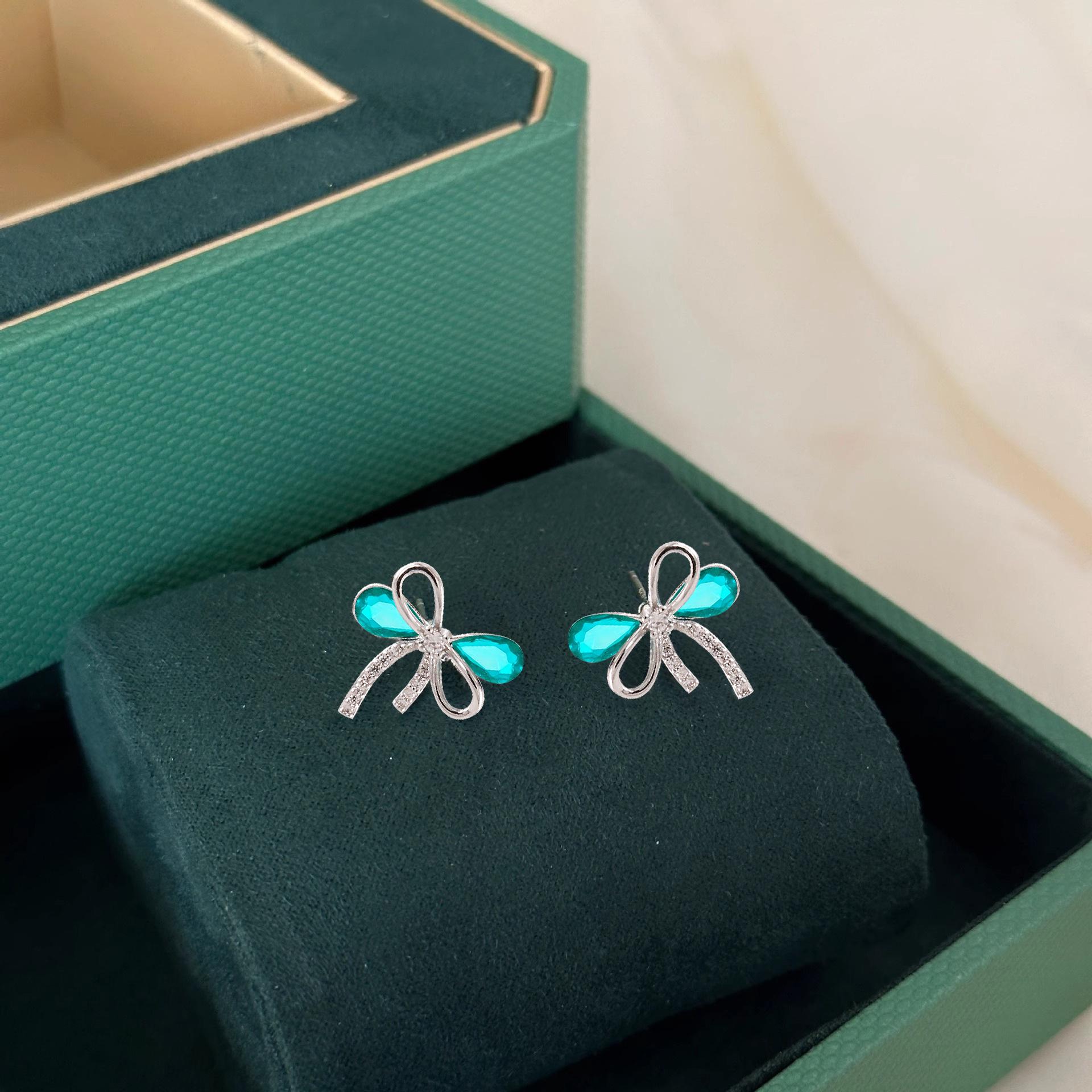 Elegant Zirconia Bow Stud Earrings - Light Luxury INS Style