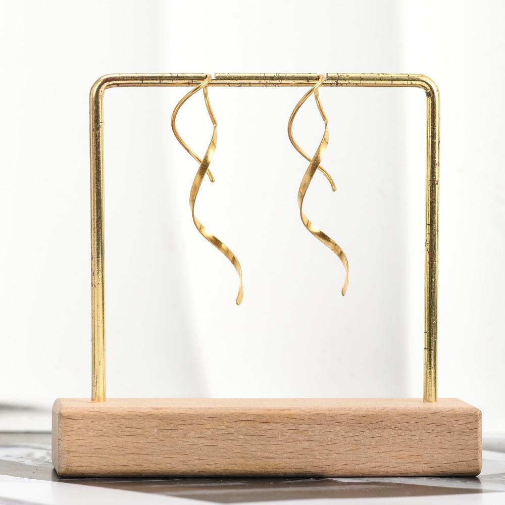 1 par enkla spiralörhängen oregelbunden helix vågkurva öronlinje manschett i rostfritt stål dinglande örhängen kvinnor flickor mode smycken gåva