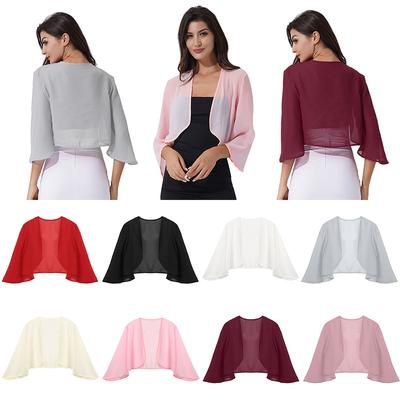 Damen Bolerojacke Langarm Schulterjacke Cardigan Elegant Kurzjacke Casual Sport Festlich Shrug Tops