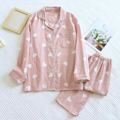 Nuevo Conjunto de Pijama de Primavera y Otoño para Mujer de Algodón Manga Larga Pantalones Dos Piezas Amor Encantador Dulce Conjunto para el Hogar