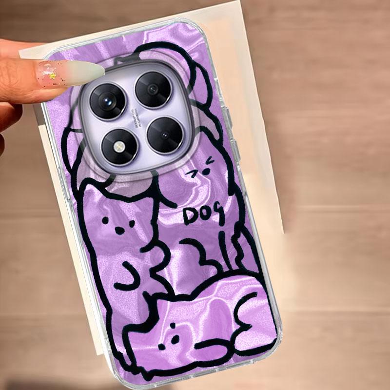 For Redmi Note 14 Pro Plus 13 10 11 12 Pro 13 Xiaomi 14T Pro 13T Poco X3 X5 Pro 5G Phone Cover Cute Purple Cat For Redmi 14C Bag