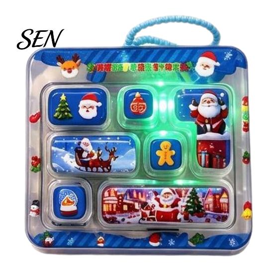 Adult Stress Relief Gift Christmas 7-Key Fidget Keyboard Keychain, Light Up Mini Game Toy, Portable Compact Accessory Stocking Stuffer Party