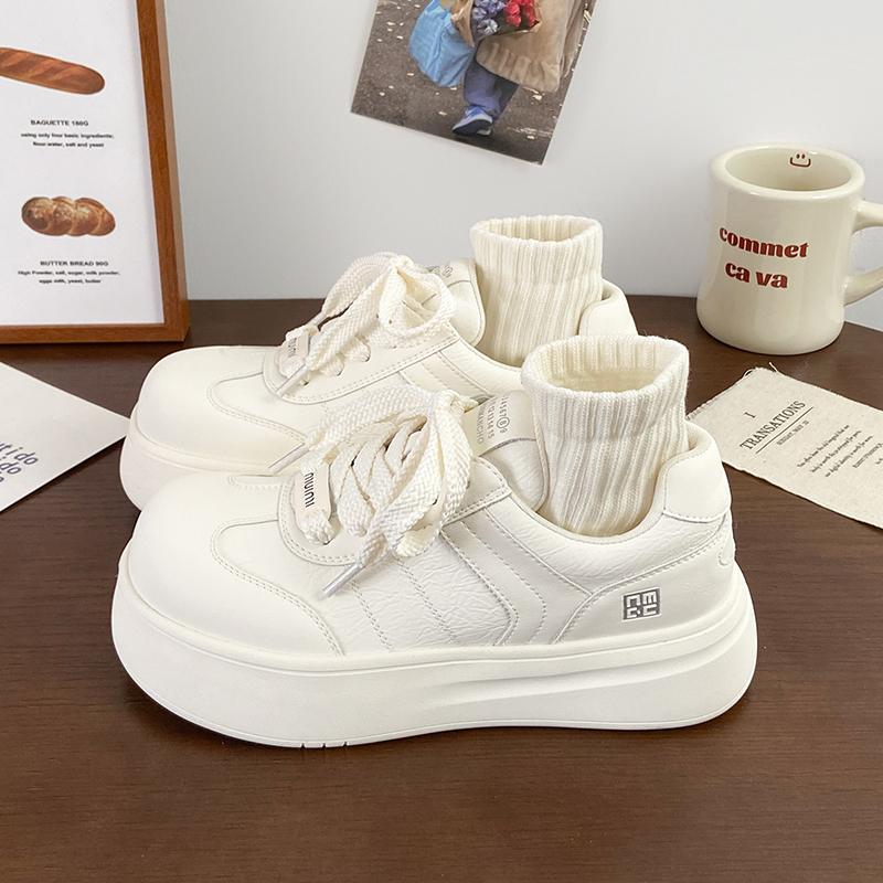 

Мода 2025 Осень Чисто Белые Дышащие Платформа Повседневные Студенческие Спортивные Белые Туфли Простые Подходящие ко всему Кампусные Туфли 35 белый