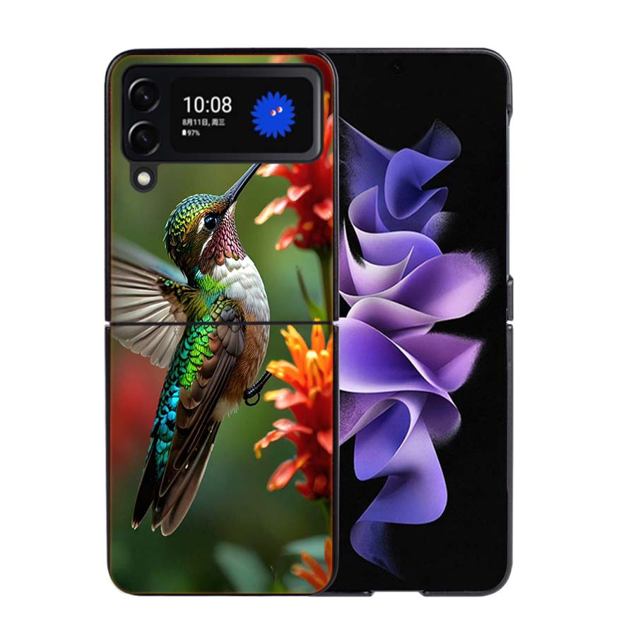 The Spirit of Hummingbirds Phone Case For Samsung Z Flip 7 6 5G Galaxy Z Flip4 Z Flip5 Z Flip3 Coque Black Hard PC Shell Protect