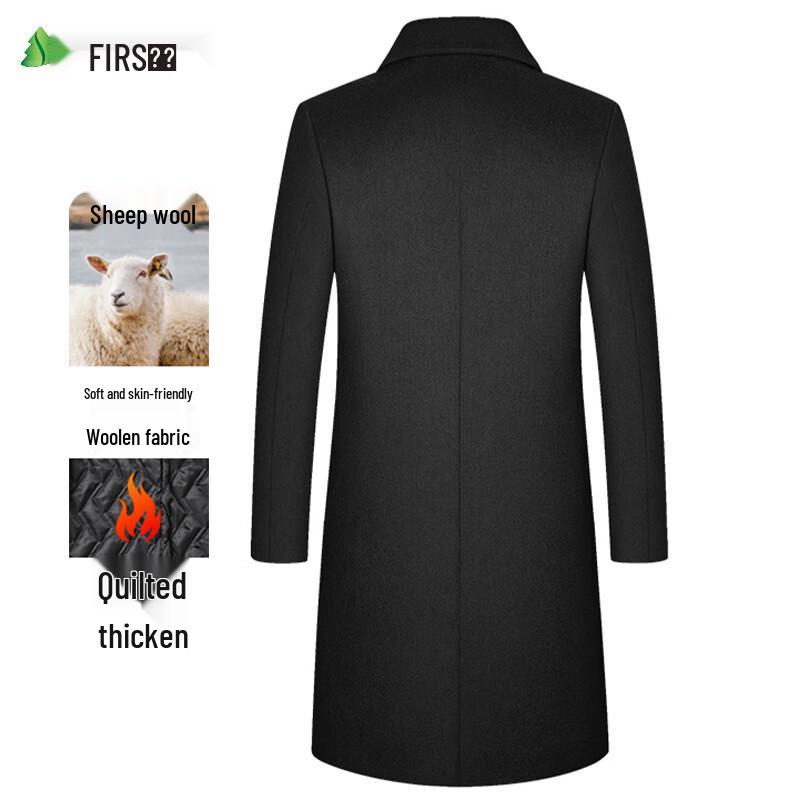 Shanshan Men's Wool Blend Padded Mid-Length Business Casual Overcoat