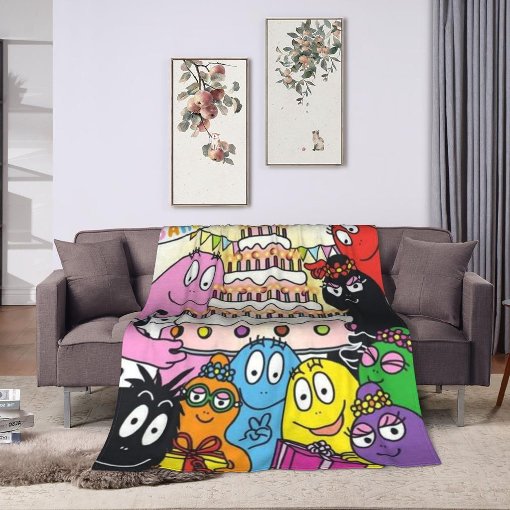 Barbapapa Barbamama Family  Flannel Blankets  Warm Throw Blanket for Bedroom Travel Pattern Bedspread Sofa Bed Cover
