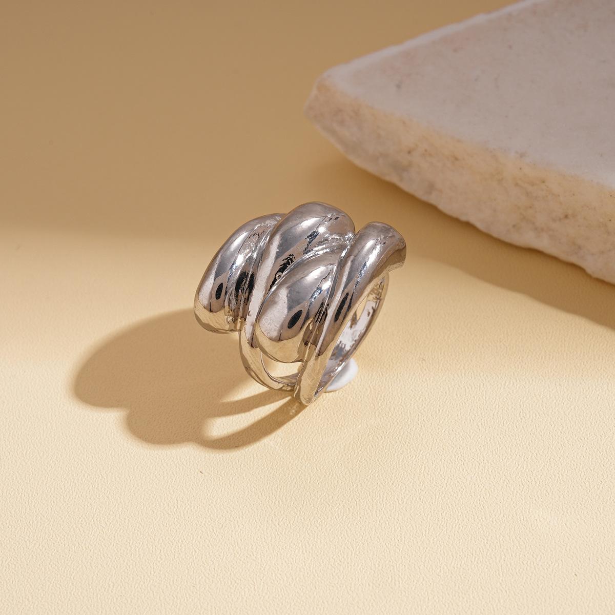 

European and American metallic glossy multi-layer geometric cross-opening ring simple niche personalized jewelry