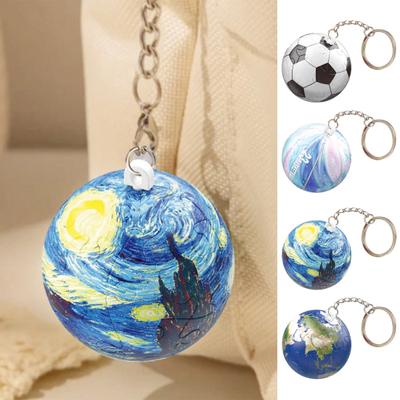 3D puzzle olejomaľba Kľúčenka Zem Futbal Basketbalová lopta Guľaté puzzle Krúžok na kľúče Batoh Dekorácia kabelky