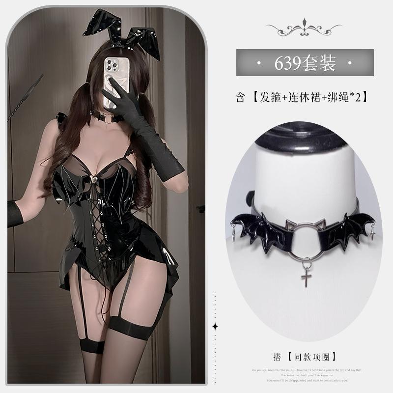 Xianyi Sexy Lingerie Sexy One-piece Patent Leather Bunny COS Uniform Halloween Little Devil Play Set 639