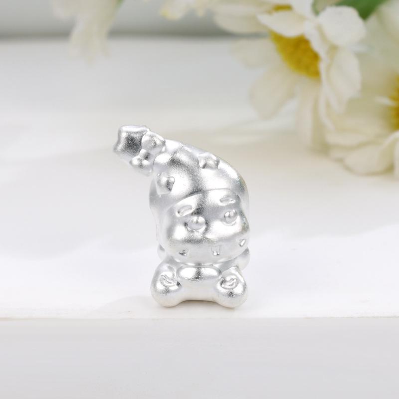 Sterling Silver 999 Star Cartoon Christmas Twinkle Loose Beads for DIY Weaving and Accessories