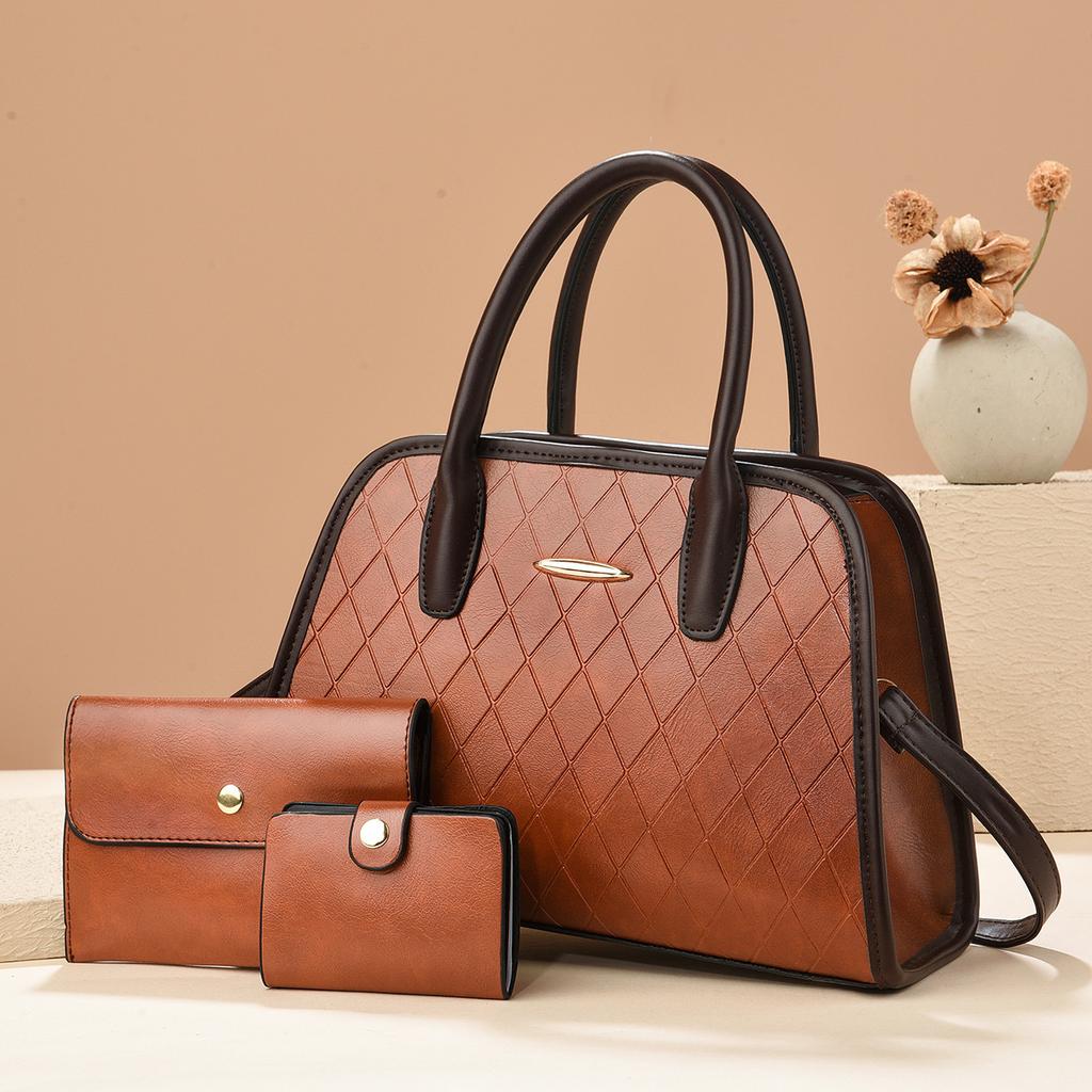 New Diamond Texture Single Shoulder Women's Bag Splicing Large Capacity Handbag Simple Casual Crossbody Bag Women