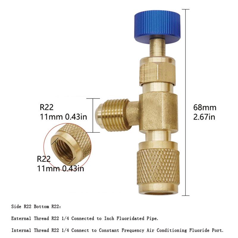 4/1pcs R410A R22 Refrigeration Tool Air conditioning Safety Valve Adapter Fitting Refrigeration Charging Copper Adapter With 1/4
