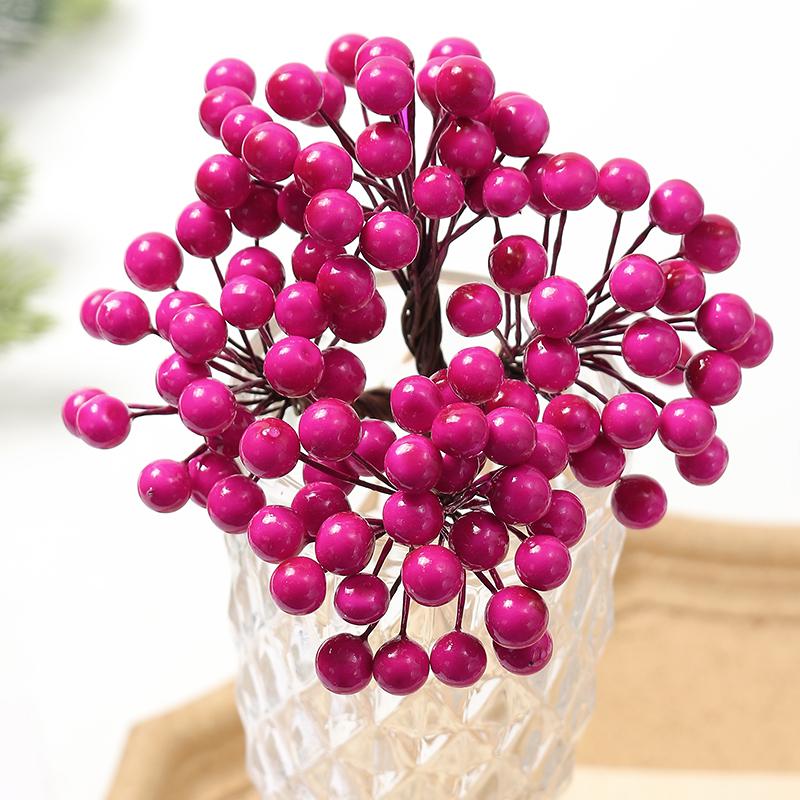 

1Pcs Foam Artificial Berry Fake Flowers Christmas Decoration Xmas Tree Ornaments for Home Decor DIY Craft Garland Accessories темно-розовый