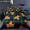 Teddy Bear Pattern Bedding Set Simple Bedspread Pillowcase Cartoon Home Textile Children Adult Bedroom Decoration