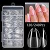 120/240Pcs Half Frosted Almond Pre-Filed Nail Tips Half Matte Press On Fake Nail Extension For Tiny Nail Bed 12 Sizes In Box