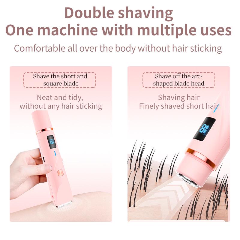Women's Electric Epilator with Digital Display - Dual-Head, Full Body Use, Washable for Wet/Dry Shaving, Portable Hair Remover.