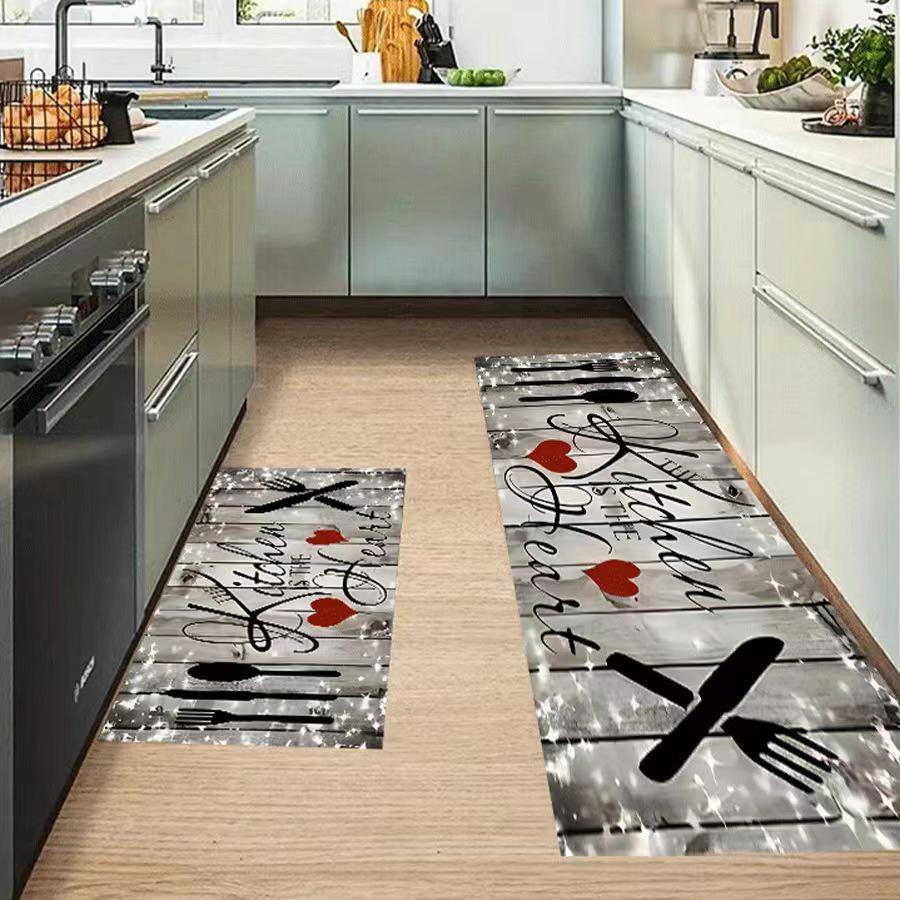Set da cucina due pezzi: Tappetini Assorbi-Olio e Resistenti alle Macchie con Motivo di Posate