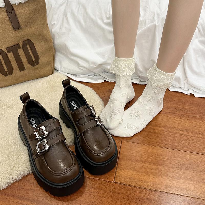 

Модная зимняя обувь женская универсальная осенняя черная обувь на плоской подошве лоферы с мехом сабо на платформе оксфорды британский стиль осенняя обувь слипоны кожа 35 коричневый