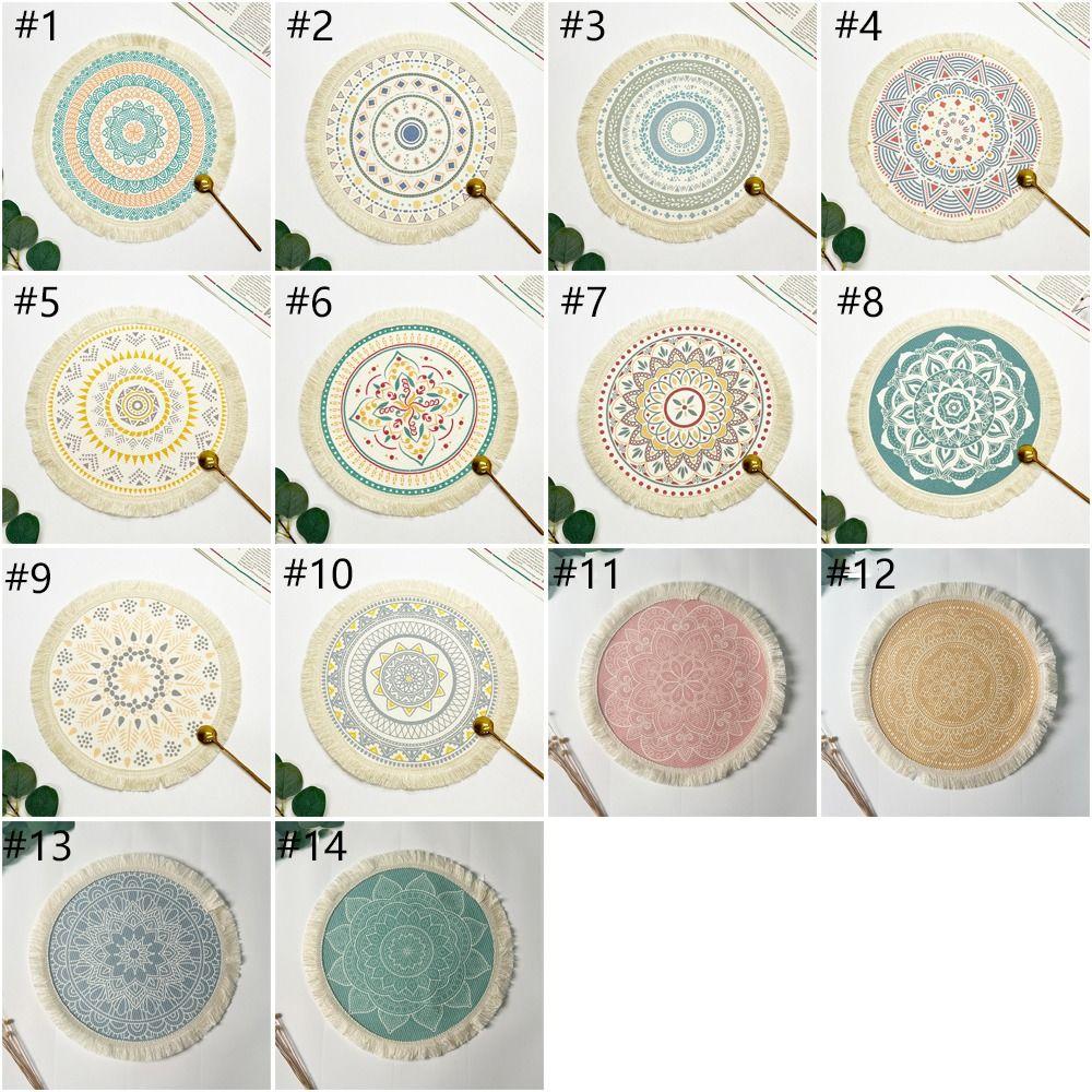 Romantic Bohemian Placemats Round Coaster Cotton Pad Heat Insulation Mat  Wedding Table Decor