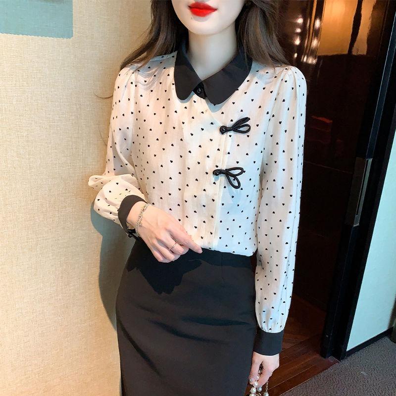 Dot Shirt for Women's Autumn New Style Chiffon Top