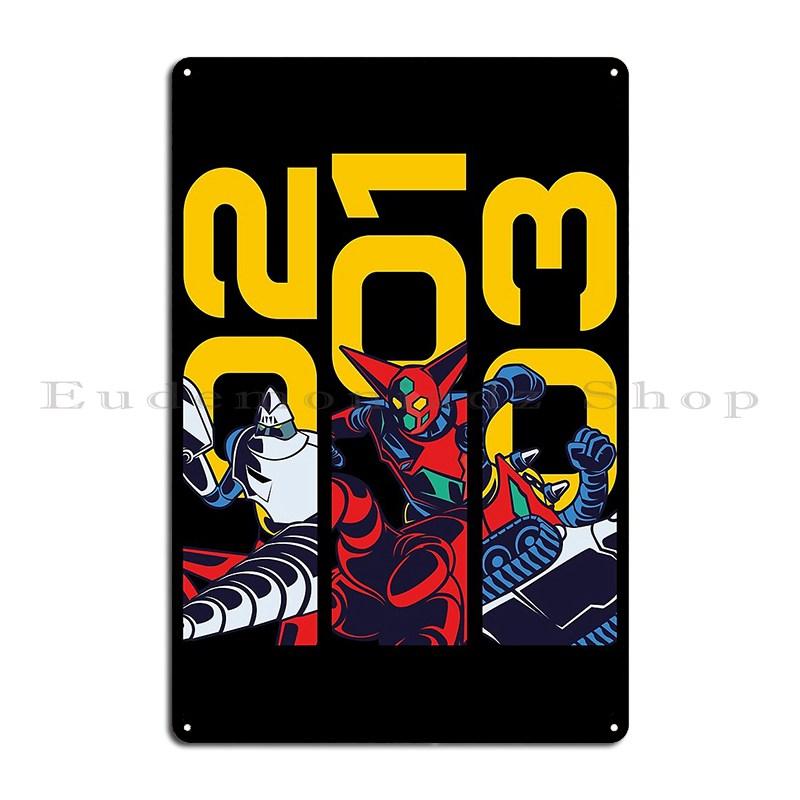Black Getter Robo  Gurren Cover Metal Sign Plates Customized Design Pub Bar Cave Painting Tin Sign Poster