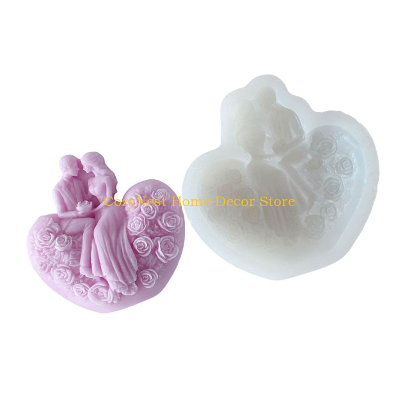 92MF Mold,Heart Couple Silicone Mold for Candle Making,Diys Resin Crafts Mold for Aromatherapys Soap