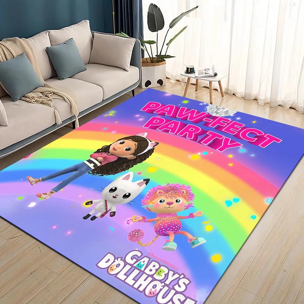 2025 New Style Gabbys Dollhouse Cartoon Girl Gift Carpet Rug for Living Room Bedroom Home Sofa Decoration,kid Non-slip Floor Mat