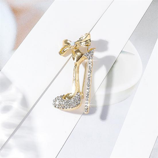 jijijing Brooch Pin, High Heels Bow Shape Lapel Pin with Sparkling Rhinestones, Women Badge for Suits Coats Bags Accessories