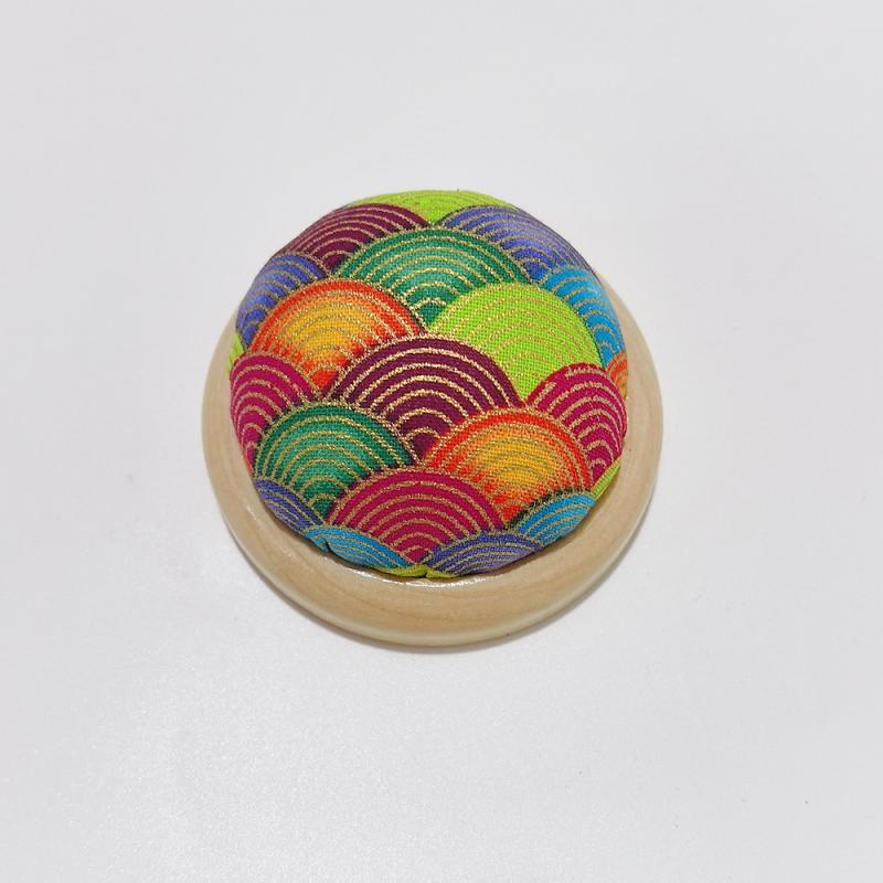 1PC Vintage Embroidery Pin Cushions Half Round Pin Pad With Wooden Base Needle Holder For DIY Craft Sewing Accessories