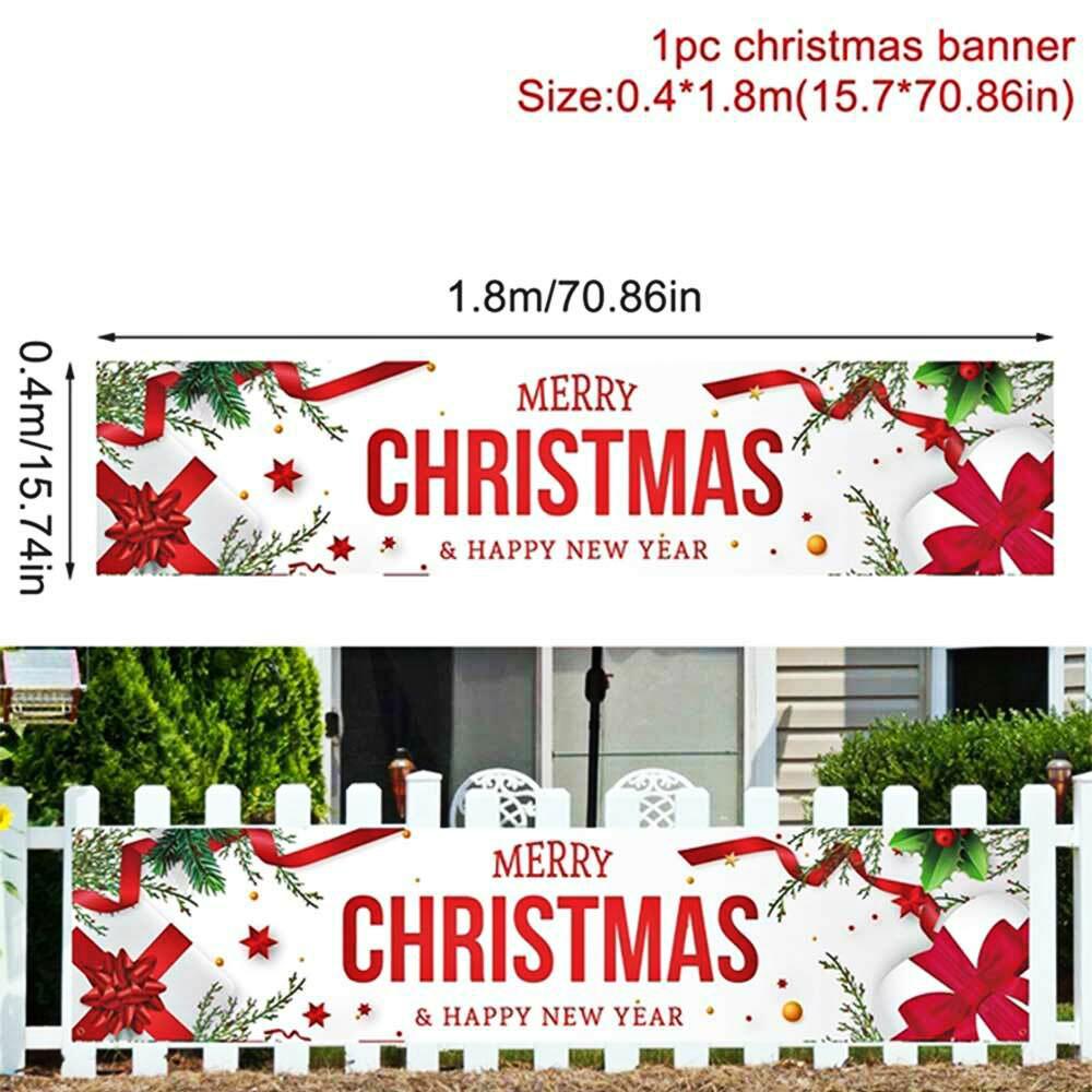 Merry Christmas Banner Flag Hanging Santa Claus Pattern 40*180cm Christmas Decoration for Outdoor