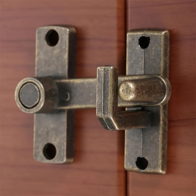 1Set Vintage Brass Sliding Window Door Latch Handle Home Hardware Safety Lock Catch - Anti-Theft Door Buckle for Barn Doors.