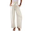 Solid Color Elastic Waistband Tied Pants Solid Elastic Waist Tether Pants Women