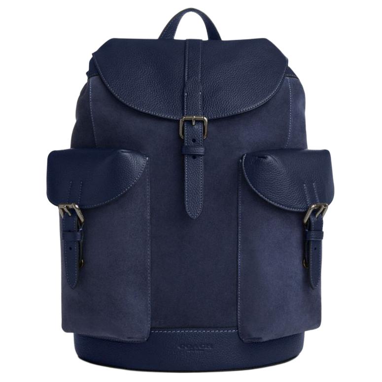 

Coach Warner 32 Drawstring Pin Buckle Adjustable Shoulder Strap Fabric Backpack Large Unisex Backpack Navy-Blue CW219-QBPVH Basic Set (Bag+Dust Bag)