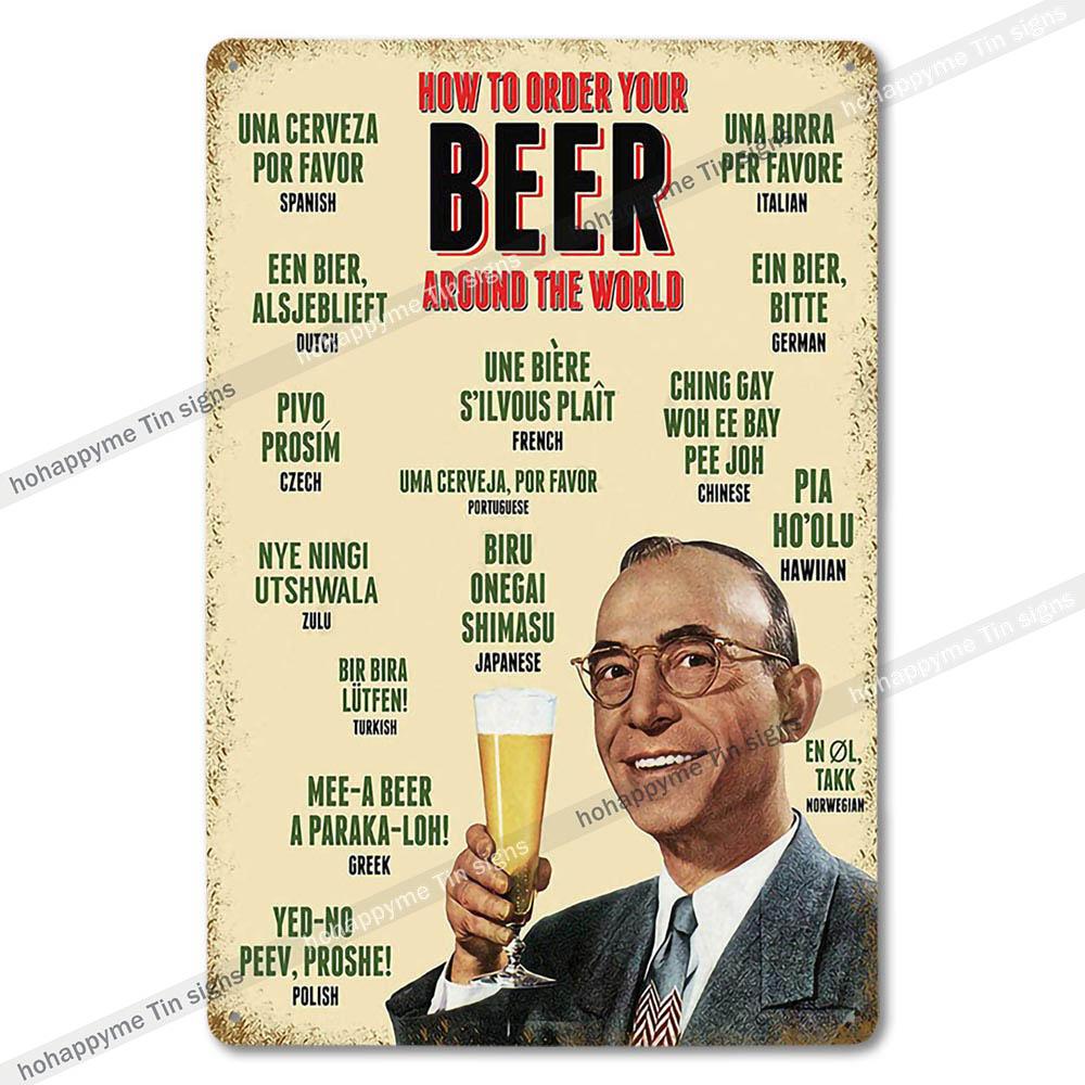 Retro Collectible Beer Tin Sign Metal Plaque Man Cave Garage Shed Decoration - 8x12in 20x30cm