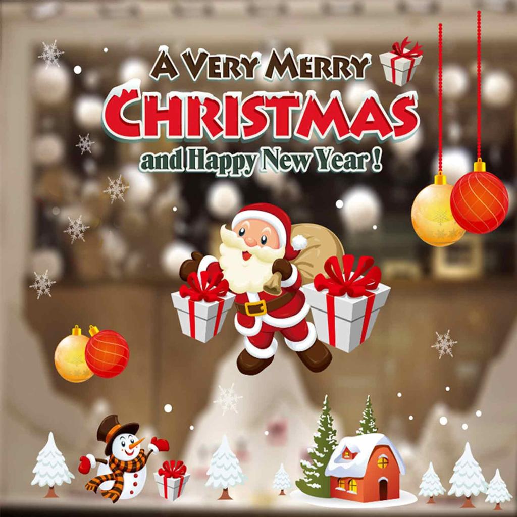 Creative Christmas Snowman Window Glass Sticker Self-adhesive Wall Sticker