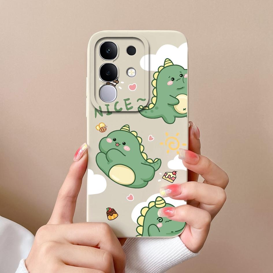 

Чехол для Vivo V30 V40e iQOO Z9s Y29 Y29S Y39 Y19S S19 Pro V50 V40 Lite(ИДН) Y04 T4x милый динозавр высококачественный силиконовый защитный чехол для Vivo Capa Vivo V50 Lite 5G