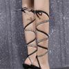 Women'S High-Heeled Sandals, Sexy Rhinestone Braided Belt, Anklet Straps, Large-Size Fashion Women'S Shoes