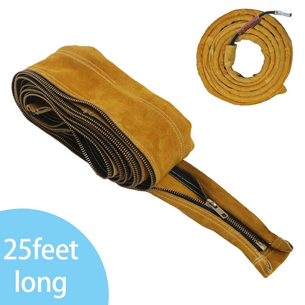 TIG MIG Welding Torch Hose Leather Cover Double Layer Calfskin Cable Protector 11.5ft/25ft 10.5 cm/4 inch Width