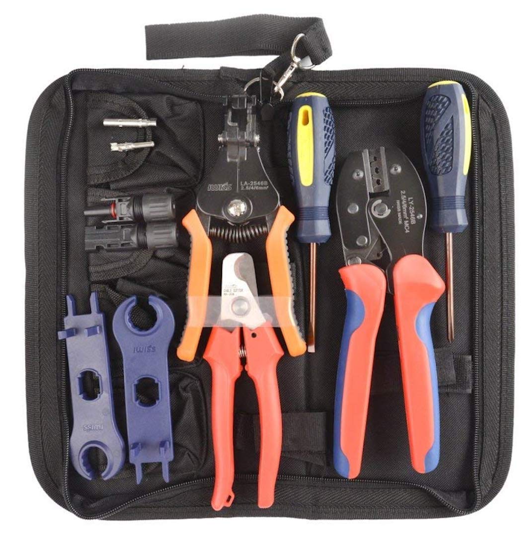 

IWISS MC4 Solar Panel and Connector Assembly Tool Kit for MC4 Solar Panels KIT-LY-2546B Cutting, Stripping, Crimping, 2.5/4/6mm²