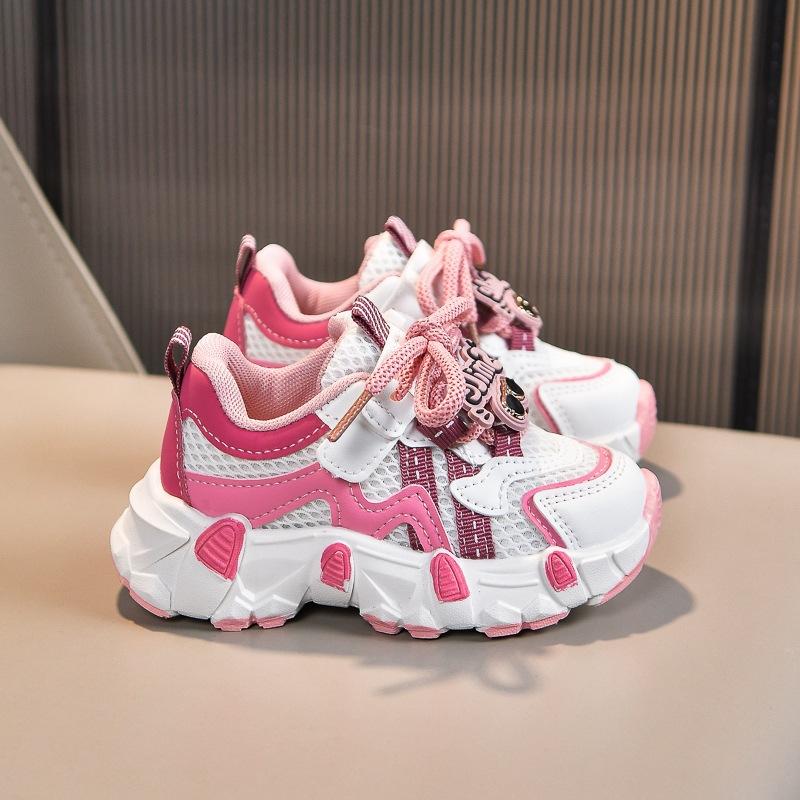 

Детская спортивная обувь 2025 весна и осень для девочек дышащая сетчатая обувь детские легкие кроссовки мягкая подошва сетчатая детская обувь 21-25 yards (5 pairs in one hand) розовый