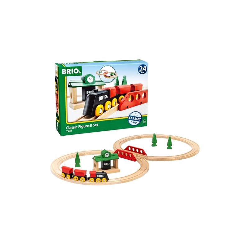 BRIO Classic Rail Figure-8 Set [22 Pieces] 33028, Ages 2+ [Toy, Wooden Toy, Wooden Rail Set, Gift (Birthday/Christmas)]