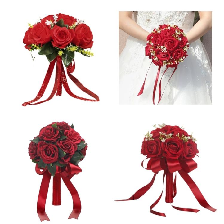 Wedding Bouquet Silk Rose Bridal Bridesmaid Hand Bouquet Combo Wedding Flower