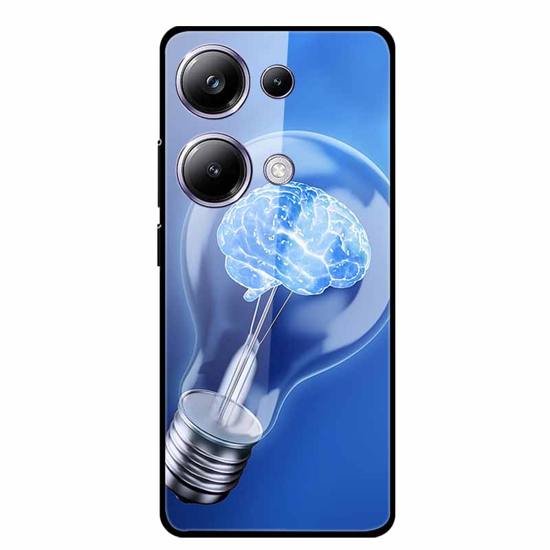 Glass Back Cover For Poco M6 Pro 4G Case M 6 M6Pro Hard Tempered Glass Case For Xiaomi Redmi Note 13 Pro Phone Case Soft Bumper