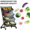 4-Tier Kitchen Storage Cart with Rolling Wheels Fruit and Vegetable Basket Fruit Basket Stand for Kitchen Floor & Pantry