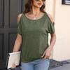 Women's Fashion Casual Summer Spring Solid Color Print Short Sleeve O-Neck Blouses & Shirts