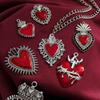 Gothic Heart Shape Pendant Vintage Alloy Jewelry Charm Jewelry Findings for DIY Necklace Earrings Making Accessory